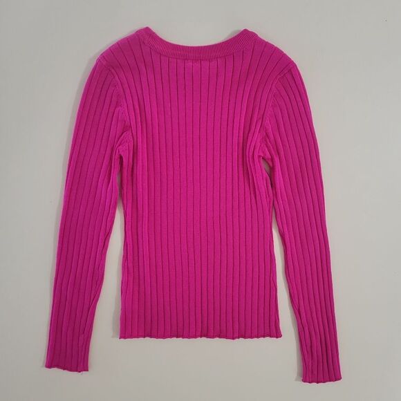 No Boundaries Women's Pink Ribbed-Knit Long Sleeve Pullover Sweater - Picture 12 of 13